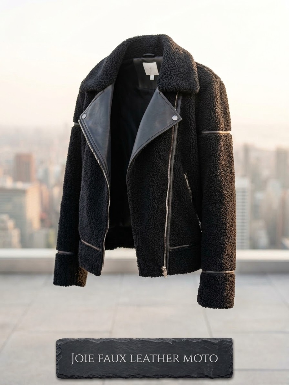 Joie Black Faux Shearling Moto Jacket